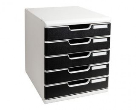 CASSETTIERA MODULO A4 5 CASSETTI CLASSIC COLORE GRIGIO CHIARO/NERO