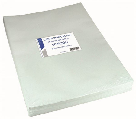 CARTA DA PACCO CONFEZIONE DA 50 FOGLI CARTA KRAFT BIANCA DA 80 GR.    100X140