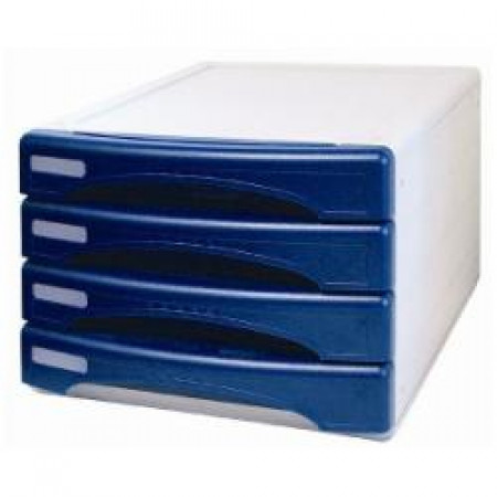 Cassettiera Olvia azzurro opaco -- 310x400x225 mm  con forma ergonomica con 4 cassetti piccoli e frontalino chiuso