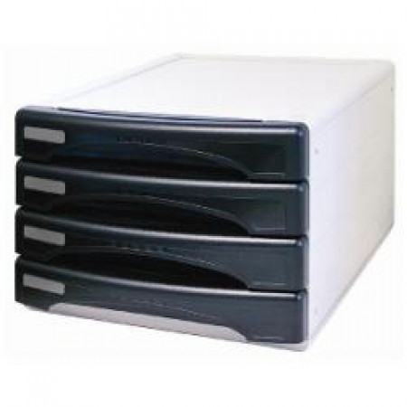 Cassettiera Olvia nero opaco -- 310x400x225 mm  con forma ergonomica con 4 cassetti piccoli e frontalino chiuso
