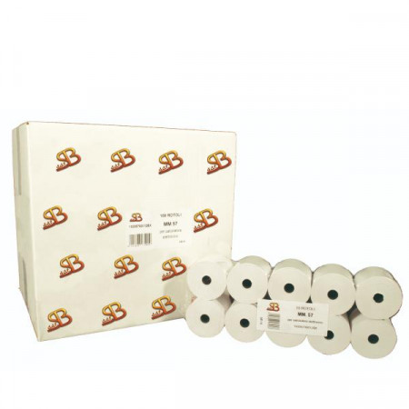 CALCOLATRICE TIPO CARTA   STANDARD QTÀ PER CONFEZIONE  10 ROTOLI      FORO ANIMA  12 MM   DIAMETRO  58 MM  LARGHEZZA   57 MM LUNGHEZZA