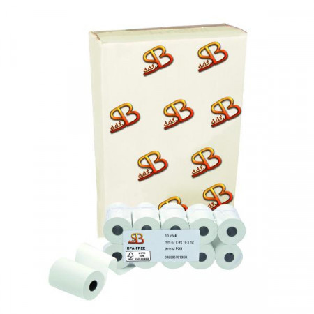 POS TIPO CARTA   TERMICA GR 55 QTÀ PER CONFEZIONE  10 ROTOLI   FORO   ANIMA  12 MM   DIAMETRO  50 MM  LARGHEZZA   57 MM LUNGHEZZA  30.000 MM