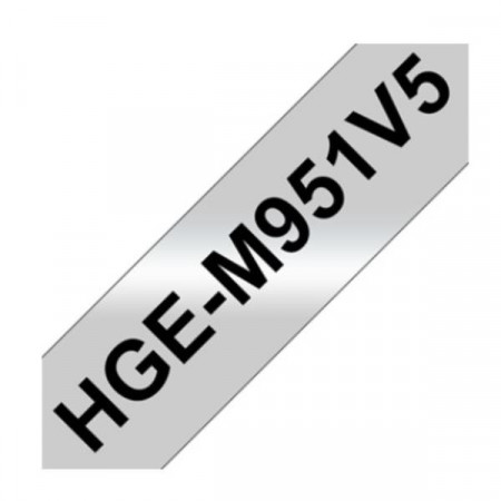 NASTRO HG DA 24MM NERO ARGENTO (CONSENTE VELOCITÀ DI STAMPA 80 MM/S   RISOLUZIONE 360X720DPI) CONFEZIONE 5 PEZZI