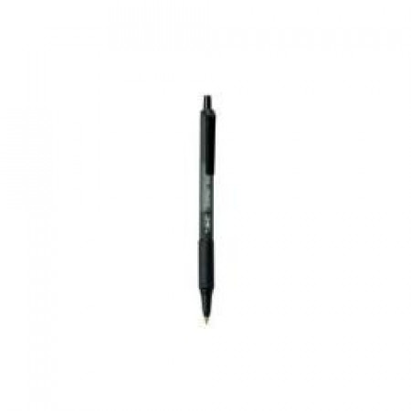 Penna a sfera a scatto Soft Feel clic nera punta media 1 mm -Bic- fusto traslucido gommoso del colore dell inchiostro (conf.12)