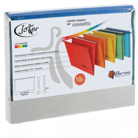 CONF10 CARTELLE SOSPESE JOKER CASSETTO 39 - 39 8 FONDO V COLORI       ASSORTITI