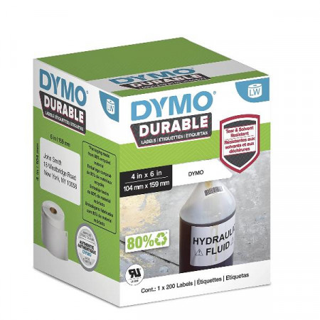 Etichette DYMO LW Durable Extra formato  104x159 mm - Bianco - PERMANENTE - 200 etichette x 1 rotolo/i  (solo per LW 4XL)
