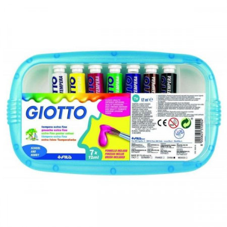 Tempera Giotto in tubetto 12 ml  confezione 7 pz assortiti