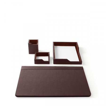 SERVIZIO DA SCRITTOIO OFFICE 4 PZ CM 50X35 IN SIMILPELLE MARRONE