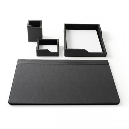 SERVIZIO DA SCRITTOIO OFFICE 4 PZ CM 50X35 IN SIMILPELLE NERO