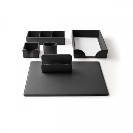 SERVIZIO DA SCRIVANIA BOX 6 PZ SOTTOMANO + SET ACCESSORI NERO