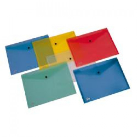 Busta  con bottone Pull in polipropilene  trasparente rosso (conf.5)