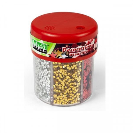 DECO X-MAS DISPENSER 75-80 G   CUORI-STELLE-POIS/BIANCO-ROSSO-ORO-ARGENTO