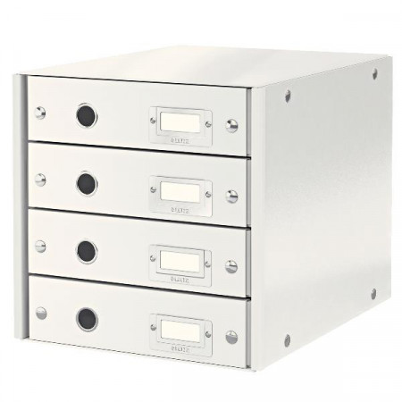 CLICK   STORE CASSETTIERA 4 CASSETTI BIANCO METALLIZZATO