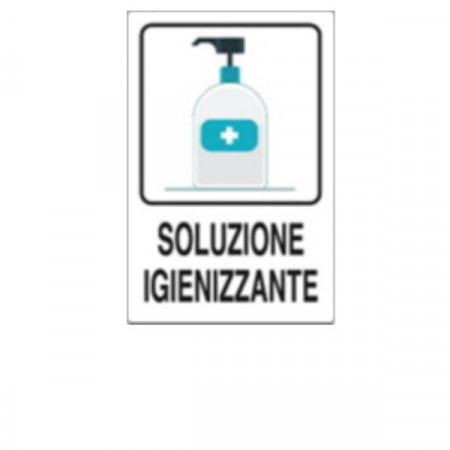 ALLUMINIO BIANCO CM 50X35 - CARTELLO SOLUZIONE IGIENIZZANTE