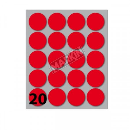 CF200 ETICHETTE ROTONDE 27MM ROSSO