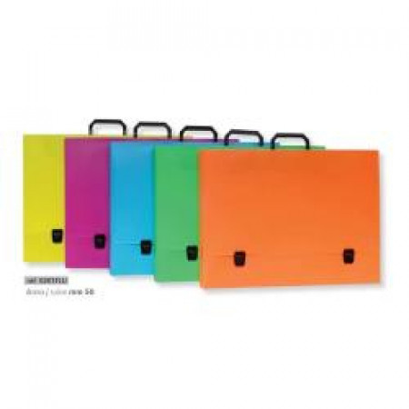 VALIGETTA P/DOCUMENTI 520X380X50 MM. CON DORSO RIGIDO IN PPL COLORI    FLUO  ASSORTITI