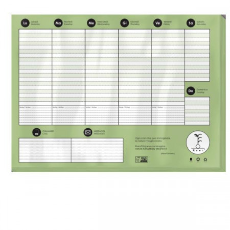 Planner Settimanale da scrivania F.to 320x440 - 52 Pag.  KAMI Green