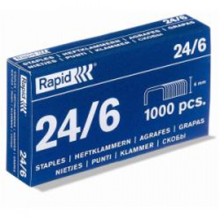 Punti  Blue 24 -- 6 mm zincati 1M  2-20 Fogli  i maggiormente utilizzati per le cucitrici da scrivania (Box 1000 pz)