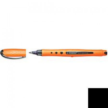 Stabilo bionic worker medio roller nero ergonomico  fusto gomma arancione   clip in metallo  scrittura scorrevole  tratto 0 5mm (conf 10)