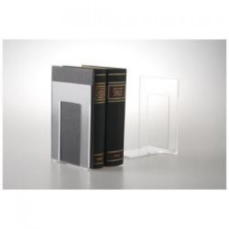 Coppia di Reggilibri Linea Mr Acrylic trasparente -- 14x9x13 5 cm  in acrilico per visualizzare il contenuto (conf.2)