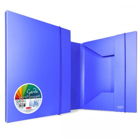 cartella 3 lembi in ppl opaco blu - elastico tondo in tinta - dorso 10 mm