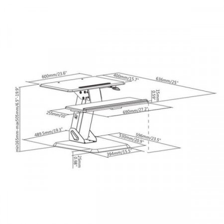 POSTAZIONE PC/MONITOR/TASTIERA ERGONOMICA REGOLABILE IN ALTEZZA