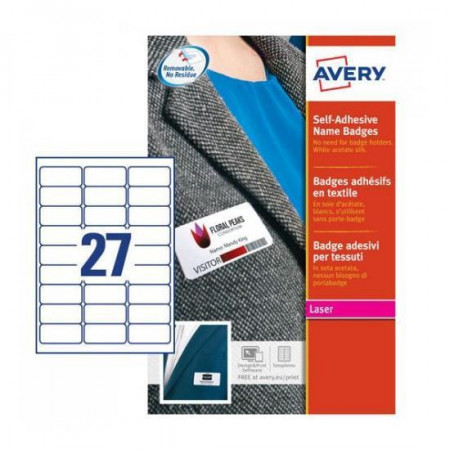 BADGE IN SETA ACETATA - STAMPANTI LASER/LASER A COLORI - 63 5X29 6 -  20 FF