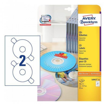 ETICHETTE CD/DVD LASER  (  L LC I) BIANCHE  DIAM.117 (25FF            )  ( CONF.DA 50 ETICHETTE)   ( ETICHETTE A BUCO LARGO )