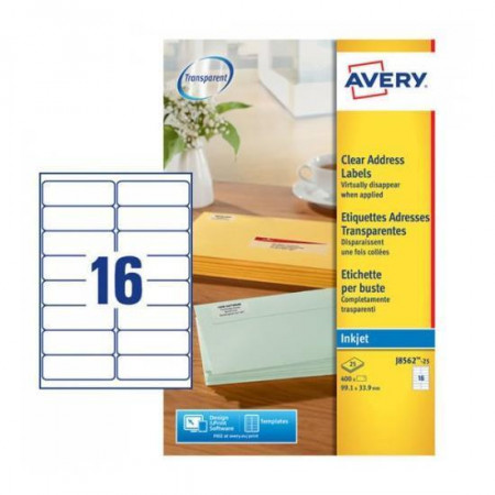 ETICHETTE PER INDIRIZZI 99 1X33 9 -ETICHETTE X FOGLIO N 16  (25FF.)   INKJET   (CONF.DA 400 ETICHETTE)