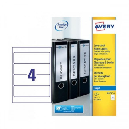 ETICHETTE PER CLASSIFICATORI 200X60 - ETICHETTE PER FOGLIO N 4  (25FF.)INKJET(CONF.DA 100 ETICHETTE)