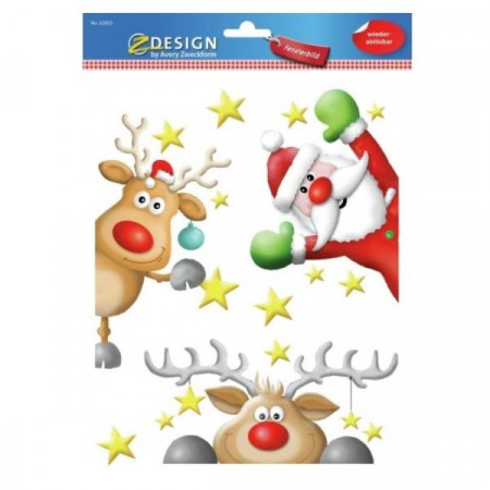 VETROFANIA BABBO NATALE RENNE