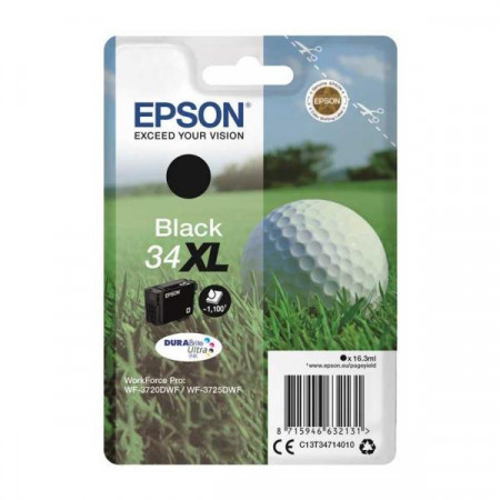 CARTUCCE DI INCHIOSTRO  DURABRITE  ULTRA  34XL  PALLINA DA GOLF       CONFEZIONE SINGOLA  1 X 16 3 ML NERO  XL