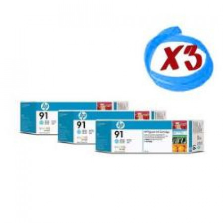 Confezione multipla da 3 inchiostri HP 91 ciano chiaro  3 cartucce d inchiostro da 775 ml  da non vendersi separatamente