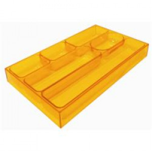 TRAY PORTAOGGETTI -  - ARANCIO TRASPARENTE 257X156X34 MM  FORMATO COMPATTO E DI POCO INGOMBRO