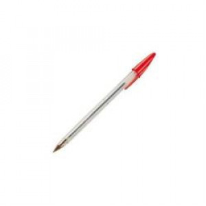 Penna a sfera Cristal rossa  punta Fine -Bic- fusto esagnale trasparente per il controllo dell inchiostro (conf. 50 pz)