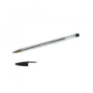 Penna a sfera Cristal nera  punta Large -Bic- fusto esagnale trasparente per il controllo dell inchiostro (conf. 50 pz)
