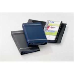 Portabiglietti da visita Visifix  4 anelli  25 buste per 200 biglietti da visita formato 57 x 90 mm divisori e separatore A-Z col BLU SCURO