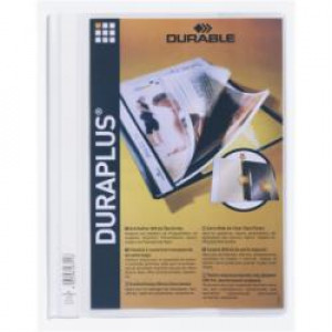 Cartellina ad aghi Duraplus  PVC  formato A4 con copertina  a busta trasparente per personalizzazioni  colore bianco (conf.25)