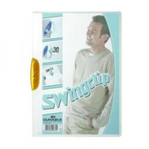 CARTELLINA  SWINGCLIP. IN PPL  FLESSIBILE TRASPARENTE  CLIP ELLITTICA TRASLUCIDA  CAPACITÀ 30 FOGLI A4  COL ARANCIONE