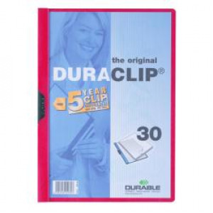 Cartellina Duraclip dorso 3 mm  PVC  capacità 60 fogli A4  clip in acciaio con garanzia 5 anni  col rosso  (conf.25)
