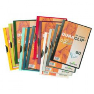 Cartellina Duraclip dorso 6 mm  PVC  capacità 60 fogli A4  clip in acciaio con garanzia 5 anni  col grigio antracite (conf.25)