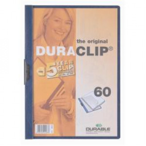 Cartellina Duraclip dorso 6 mm  PVC  capacità 60 fogli A4  clip in acciaio con garanzia 5 anni  col blu  (conf.25)