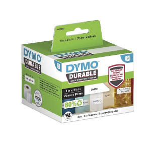 Etichette DYMO LW Durable Mutliuso  25x89 mm - Bianco - PERMANENTE - 350 etichette x 2 rotolo/i