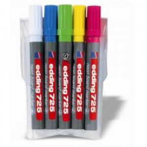 Marcatori fluorescenti colori assortiti  P/scalpello  tratto 2-5 mm (Conf. 5 pz.)