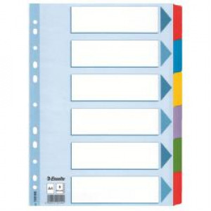 Intercalare MYLAR 6 tasti colorati - f.to A4 CONFEZIONE 20