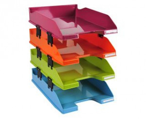 Set di 4 vaschette per documenti A4+  colori assortiti 34 7X25 5X24 4 cm