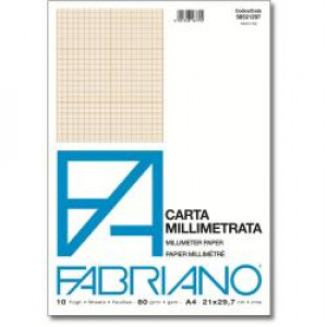 Blocco Millimetrato A4  80 gr  10 fg/blocco  25 blocchi/confez.