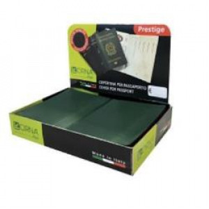 ESPOSITORE 25 CUSTODIE PER PASSAPORTO  PRESTIGE   IN PVC ESPANSO      EFFETTO TESSUTO 4 COLORI ASSORTITI