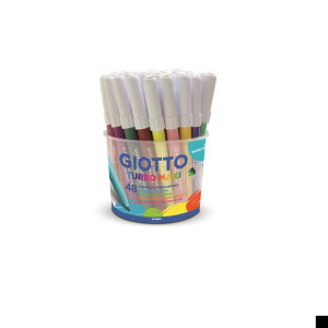 Barattolo Maxi pennarelli Giotto Turbo Grafik 48 pz assortiti  punta asimmetrica per scrittura bi-dimensionale  molto resistente