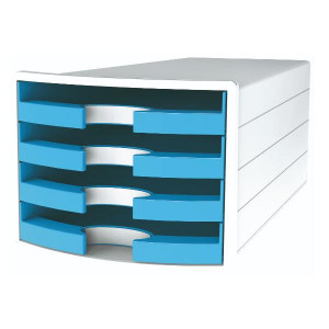 CASSETTIERA IMPULS CON 4 CASSETTI APERTI  TREND COLOUR AZZURO CHIARO